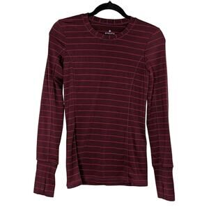 Athleta Striped Chi Top XXS Semi Fitted Thumb Holes Pinstripe